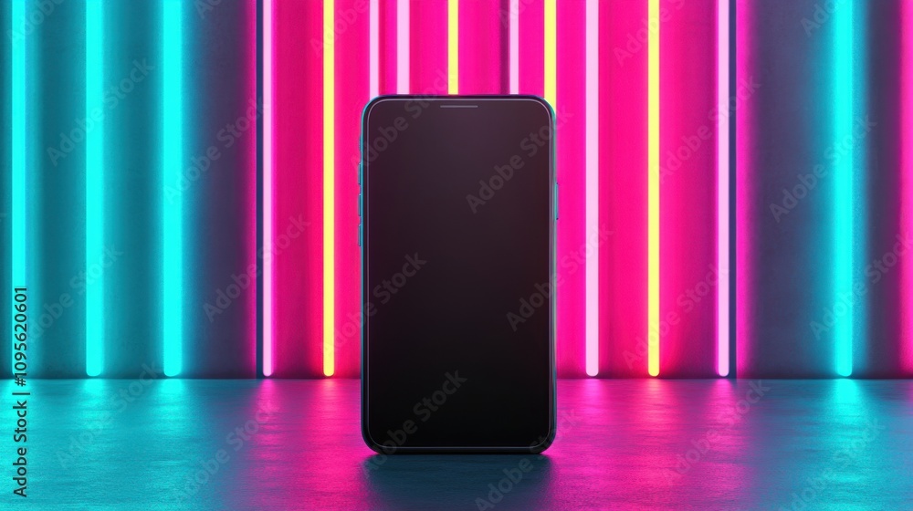 Sleek Smartphone Display with Futuristic Lighting Sleek Smartphone Display with Futuristic Lighting