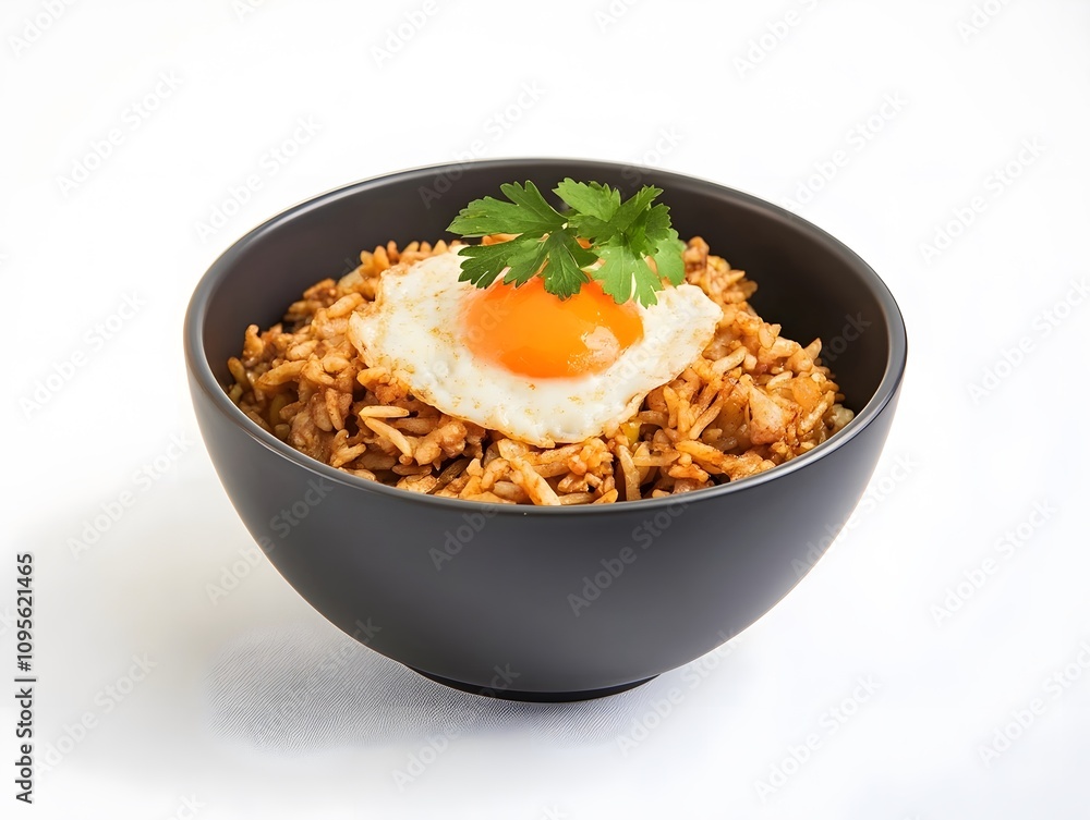 Nasi goreng Fried rice indonesian food meal dish with vegetables in a bowl Nasi goreng Fried rice indonesian food meal dish with vegetables in a bowl