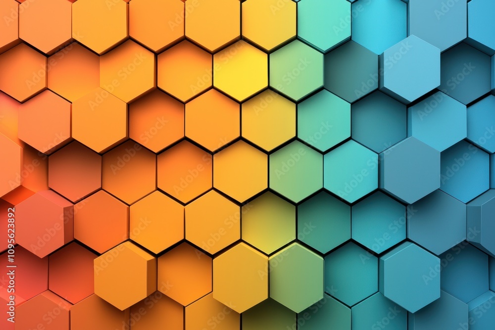 Dynamic hexagonal patterns in vibrant colors digital art abstract design modern aesthetics visual exploration for creative projects Dynamic hexagonal patterns in vibrant colors digital art abstract design modern aesthetics visual exploration for creative projects