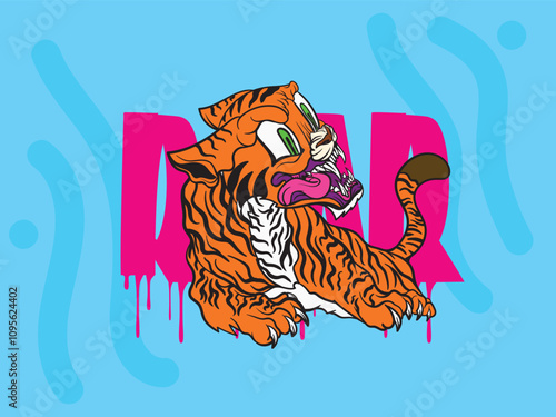 pop art tiger illustration with japanese style for kaijune event
