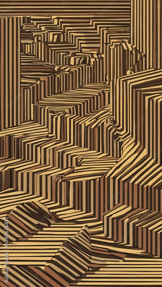 Fototapeta premium Mazelike pattern twisting in an Escherinspired stairway effect