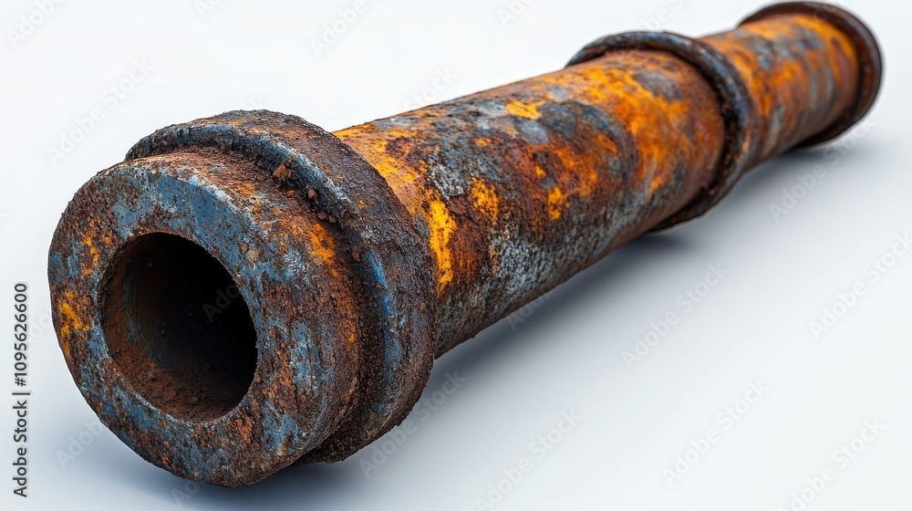 a metal pipe with a white background a metal pipe with a white background