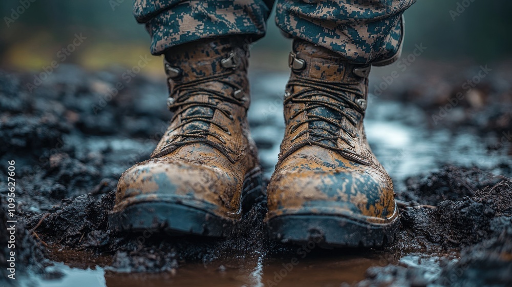a pair of camouflage boots a pair of camouflage boots