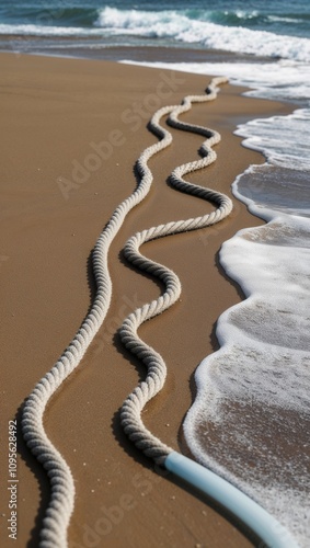 Curved and twisted ropelike strands forming waves photo