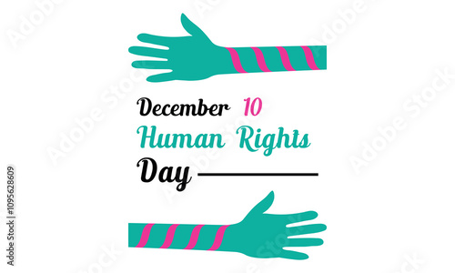 Human rights day awareness concept vector illustration  with hands up silhouette free vector.