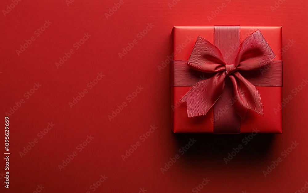An elegant red gift box with a shiny satin bow, perfect for use in birthday or holiday celebrations, emphasizing warmth and luxury in festive designs. An elegant red gift box with a shiny satin bow, perfect for use in birthday or holiday celebrations, emphasizing warmth and luxury in festive designs.
