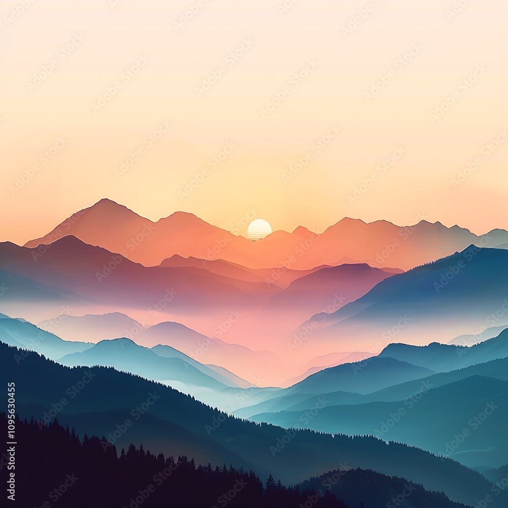 Fototapeta premium Stunning Mountains Landscape Wallpaper for Smartphones Featuring Rugged Peaks, Serene Lake, Lush Greenery, and Soft Morning Light in a Panoramic View