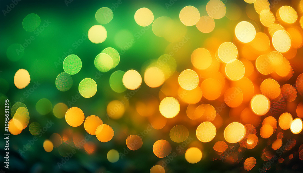 Fototapeta premium Green, yellow, orange bokeh background