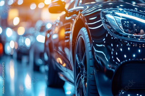 Wallpaper Mural Sleek black luxury car showcased with blurred background and reflective finish Torontodigital.ca