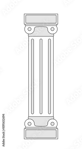 Ancient column outline. Ancient Greek architecture, history and culture. Historical marble monument, podium and pedestal. Linear vector illustration