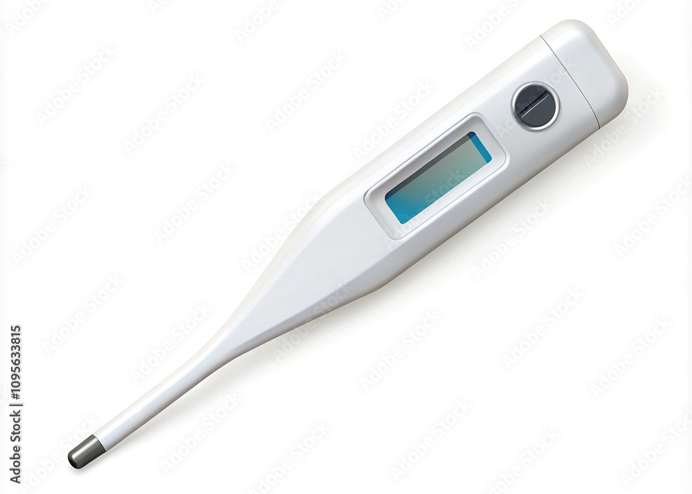 Medical Electronic Thermometer Flat Design Illustration Medical Electronic Thermometer Flat Design Illustration