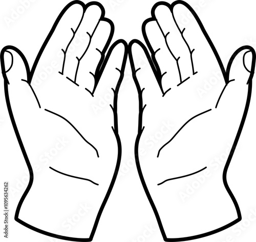 Prayer hands outline vector