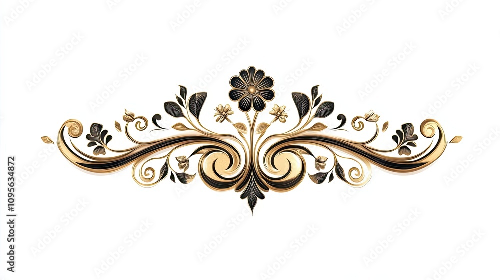 Golden Floral Design with Black Accents Golden Floral Design with Black Accents