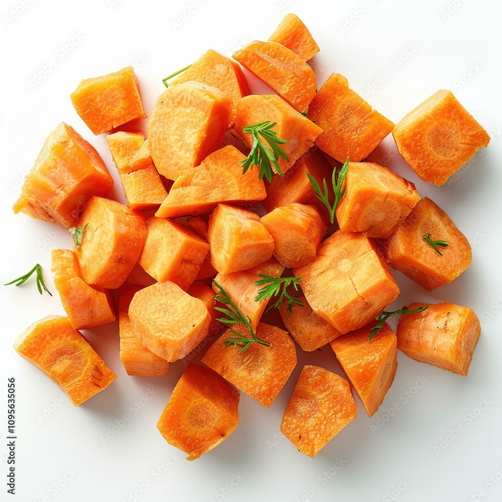 Carrot cut diced isolated on white background.With clipping path. Carrot cut diced isolated on white background.With clipping path.