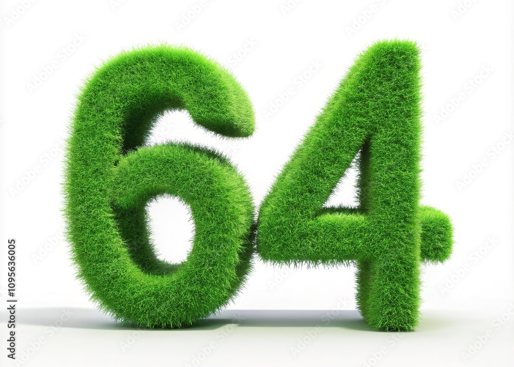 Number 64 Grass, Rule of Thirds, 3D Render Number 64 Grass, Rule of Thirds, 3D Render