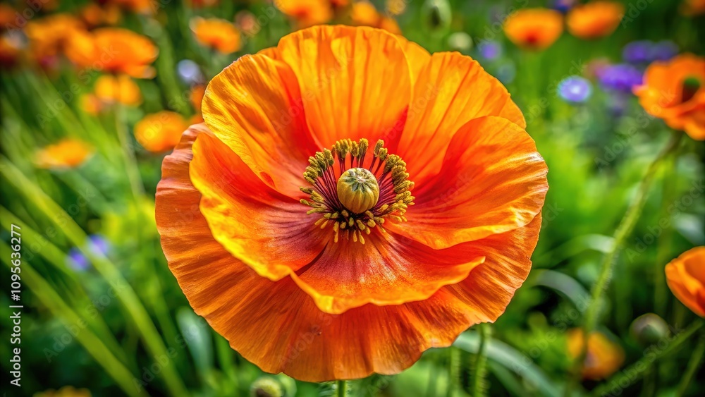 Overhead perspective of vibrant poppies, a breathtaking display. Overhead perspective of vibrant poppies, a breathtaking display.