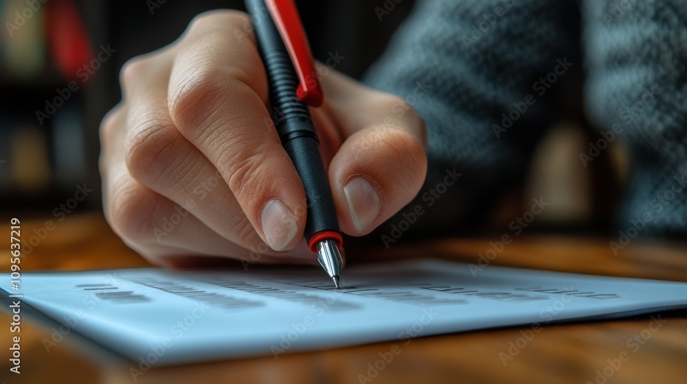 Fototapeta premium businessman using electronic pen to tick correct sign mark in online document checklist for quality control assurance of iso concep