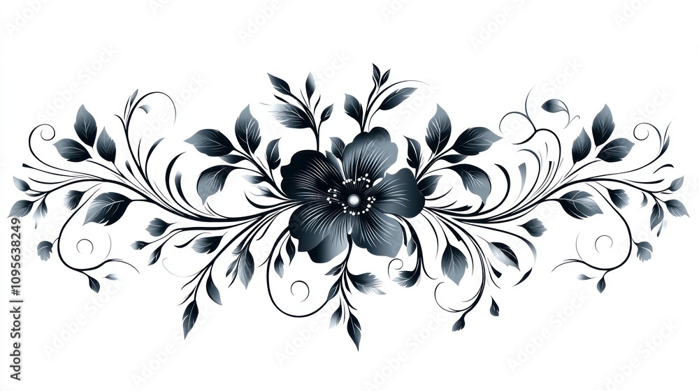 Elegant Floral Design with Black and White Elegant Floral Design with Black and White