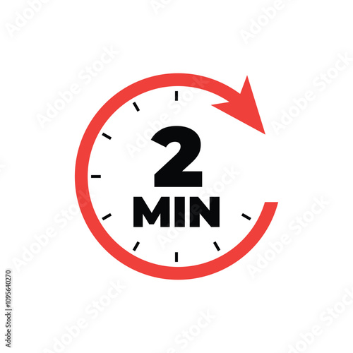 Two minutes icon vector design template isolated on white background