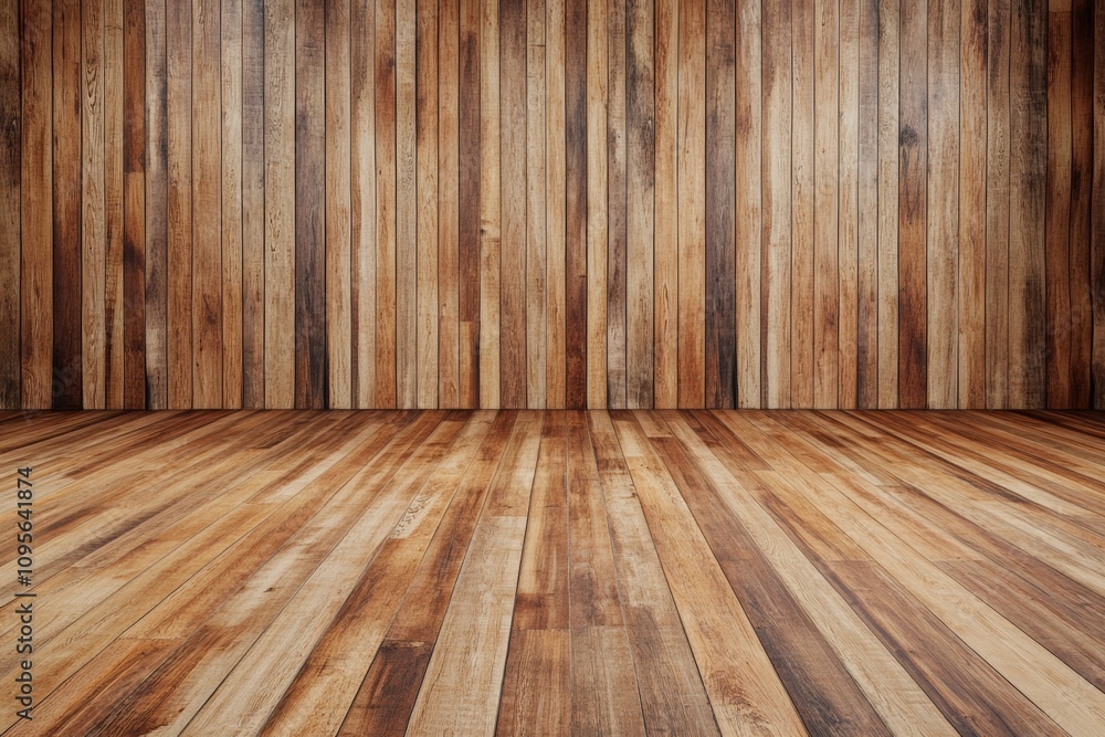 Rustic wooden room with warm tones and wooden floor Rustic wooden room with warm tones and wooden floor