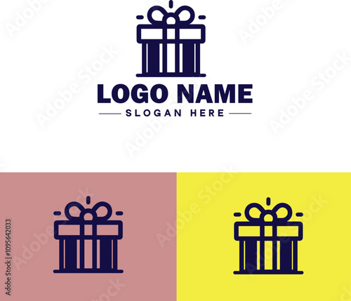 Gift shop icon Souvenir shop Curio shop Specialty store flat logo sign symbol editable vector