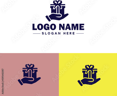 Gift shop icon Souvenir shop Curio shop Specialty store flat logo sign symbol editable vector