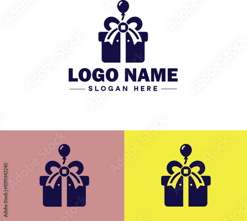 Gift shop icon Souvenir shop Curio shop Specialty store flat logo sign symbol editable vector