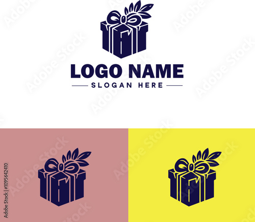 Gift shop icon Souvenir shop Curio shop Specialty store flat logo sign symbol editable vector