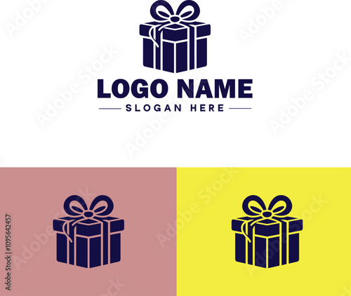 Gift shop icon Souvenir shop Curio shop Specialty store flat logo sign symbol editable vector