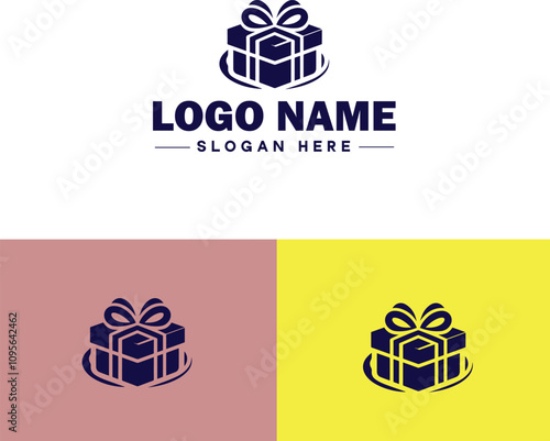Gift shop icon Souvenir shop Curio shop Specialty store flat logo sign symbol editable vector