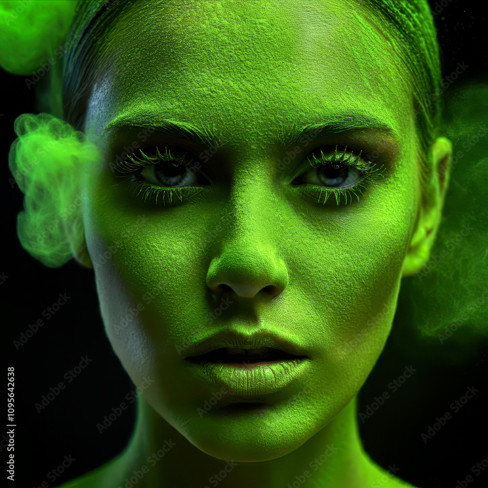 Extreme close-up of a woman's intricate facial structure , portrayed through explosive color , paint powder clouds in creating dynamic motion, Extreme close-up of a woman's intricate facial structure , portrayed through explosive color , paint powder clouds in creating dynamic motion,