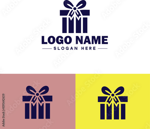 Gift shop icon Souvenir shop Curio shop Specialty store flat logo sign symbol editable vector