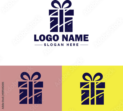 Gift shop icon Souvenir shop Curio shop Specialty store flat logo sign symbol editable vector