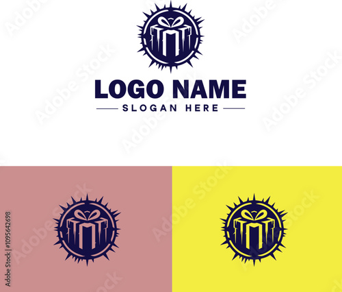 Gift shop icon Souvenir shop Curio shop Specialty store flat logo sign symbol editable vector