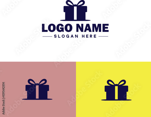 Gift shop icon Souvenir shop Curio shop Specialty store flat logo sign symbol editable vector
