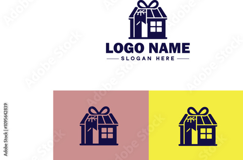 Gift shop icon Souvenir shop Curio shop Specialty store flat logo sign symbol editable vector