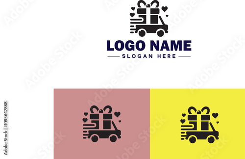 Gift shop icon Souvenir shop Curio shop Specialty store flat logo sign symbol editable vector