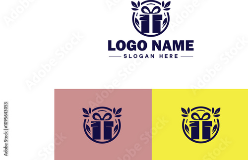 Gift shop icon Souvenir shop Curio shop Specialty store flat logo sign symbol editable vector