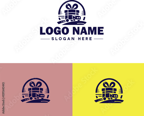 Gift shop icon Souvenir shop Curio shop Specialty store flat logo sign symbol editable vector