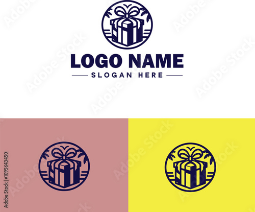 Gift shop icon Souvenir shop Curio shop Specialty store flat logo sign symbol editable vector