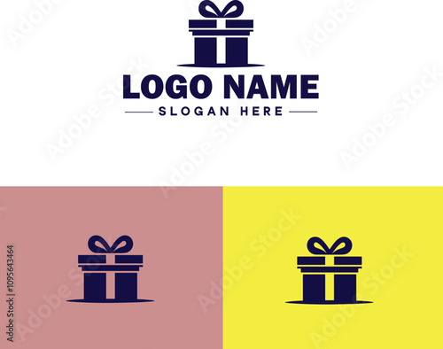 Gift shop icon Souvenir shop Curio shop Specialty store flat logo sign symbol editable vector