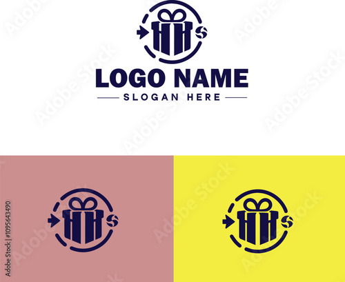 Gift shop icon Souvenir shop Curio shop Specialty store flat logo sign symbol editable vector
