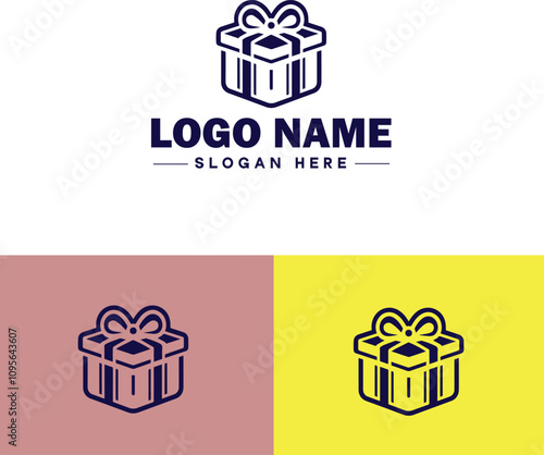 Gift shop icon Souvenir shop Curio shop Specialty store flat logo sign symbol editable vector