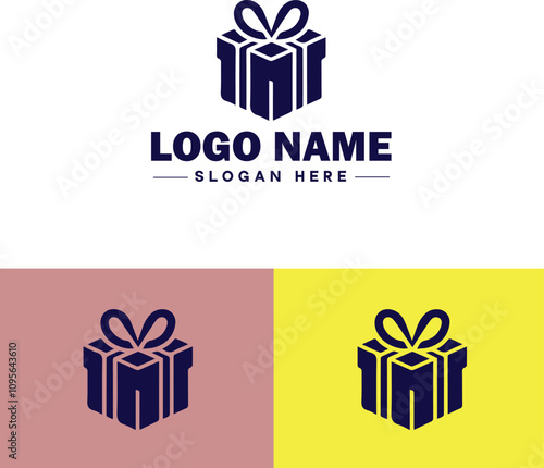 Gift shop icon Souvenir shop Curio shop Specialty store flat logo sign symbol editable vector