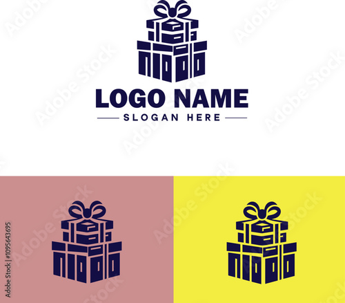 Gift shop icon Souvenir shop Curio shop Specialty store flat logo sign symbol editable vector