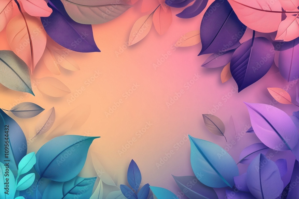 Fundo abstrato com folhas coloridas em degradê de tons vibrantes, estilo moderno e artístico, criado por IA generativa. Fundo abstrato com folhas coloridas em degradê de tons vibrantes, estilo moderno e artístico, criado por IA generativa.