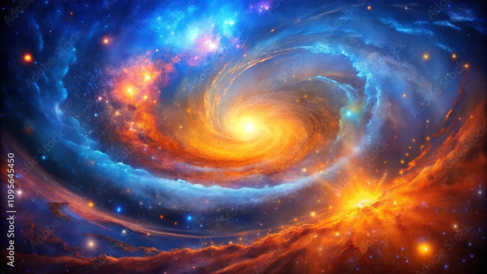 Cosmic Swirl A Celestial Tapestry of Fiery Orange and Icy Blue Nebulae Cosmic Swirl A Celestial Tapestry of Fiery Orange and Icy Blue Nebulae
