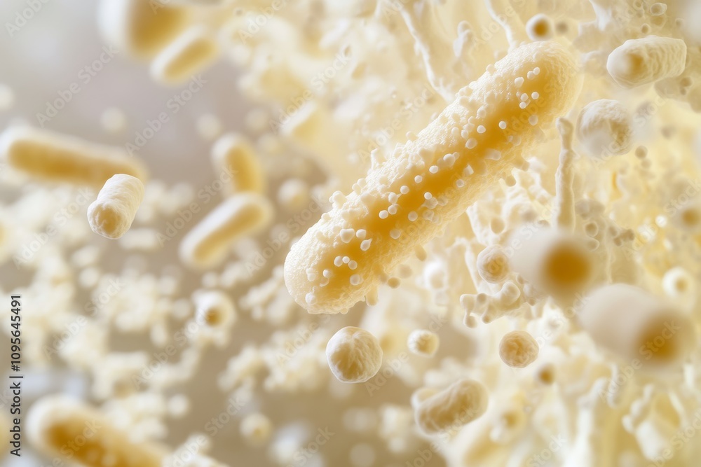 Close-up of probiotic bacteria lactobacillus in fermentation process Close-up of probiotic bacteria lactobacillus in fermentation process