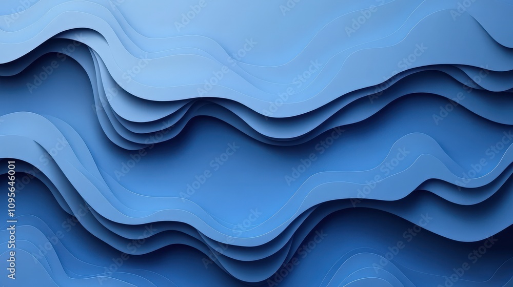 Abstract Blue Waves: Elegant Layered Paper Design for Modern Art Abstract Blue Waves: Elegant Layered Paper Design for Modern Art