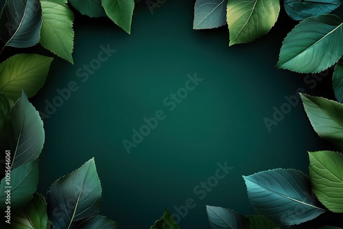 Fundo verde escuro com moldura de folhas tropicais, estilo elegante e natural, criado por IA generativa.